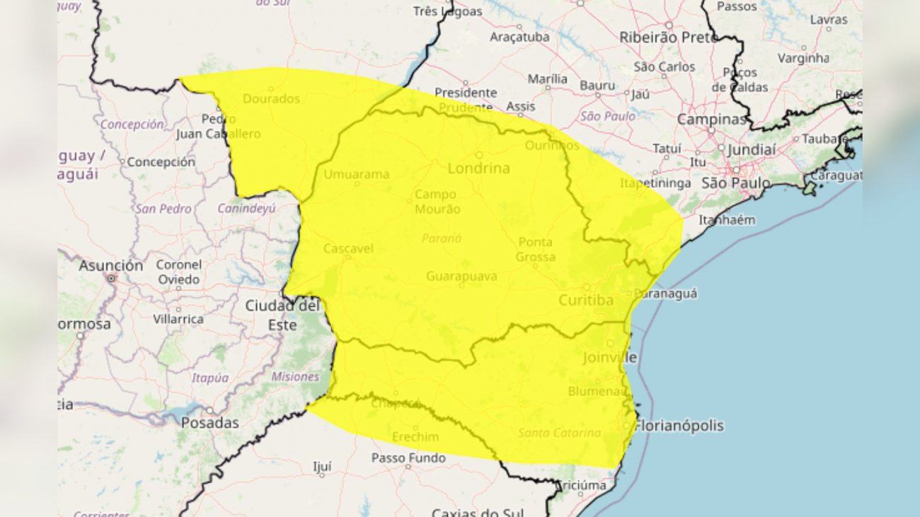 Mapa com região amarela