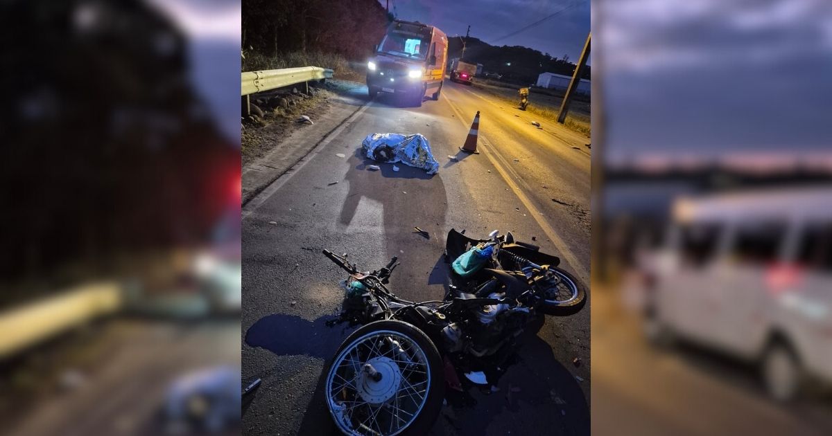 Foto do acidente que matou motociclista em Nova Veneza