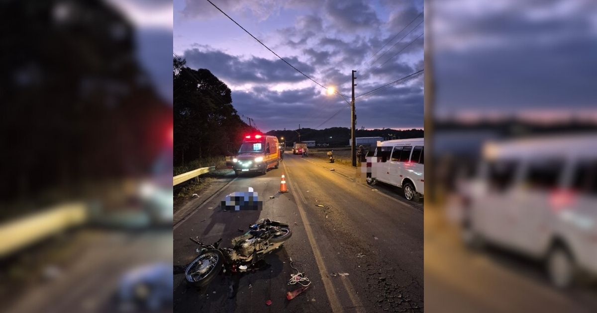 Foto do acidente com motociclista em Nova Veneza