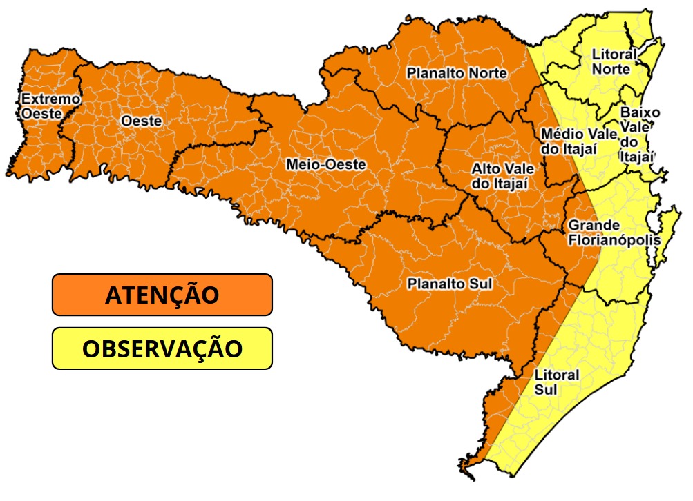 Extremo-Oeste terá os primeiros temporais da frente fria que avança por SC