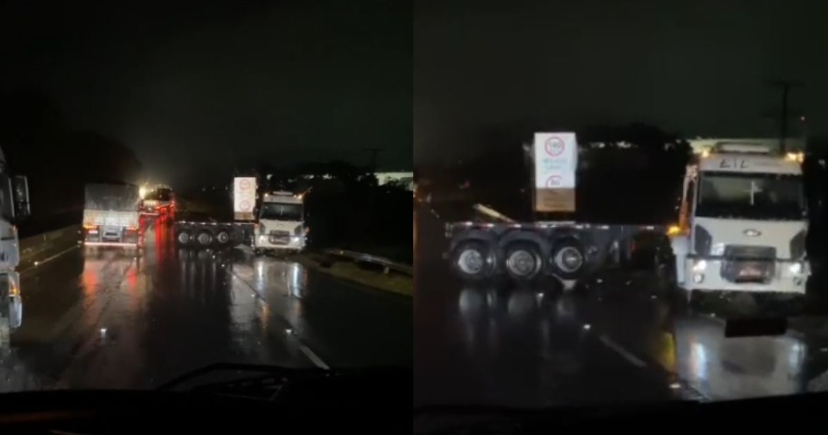Carreta vira em 'L' e provoca mais de 3 quilômetros de fila na BR-101 em Joinville