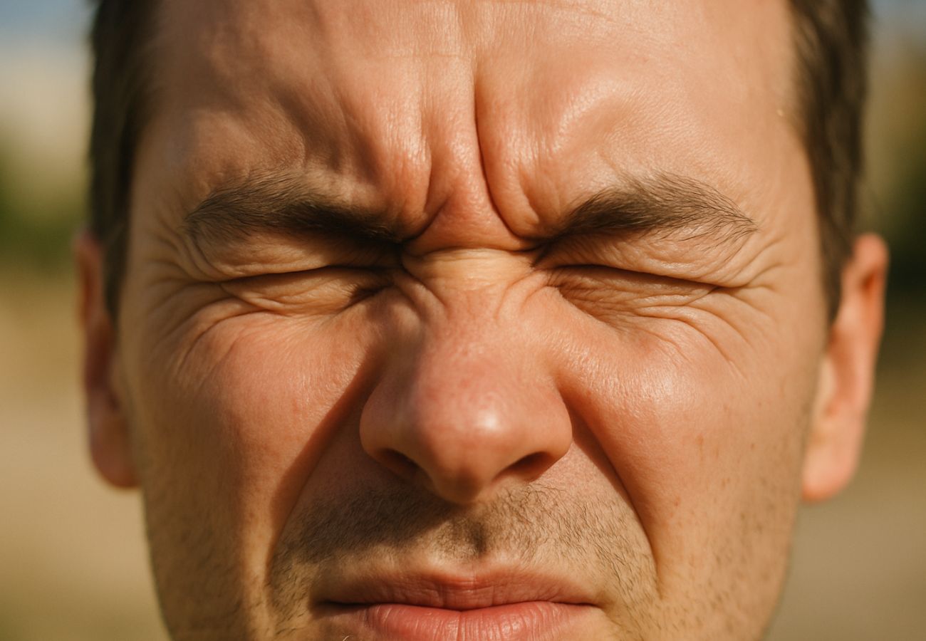 Hábito comum de semicerrar os olhos