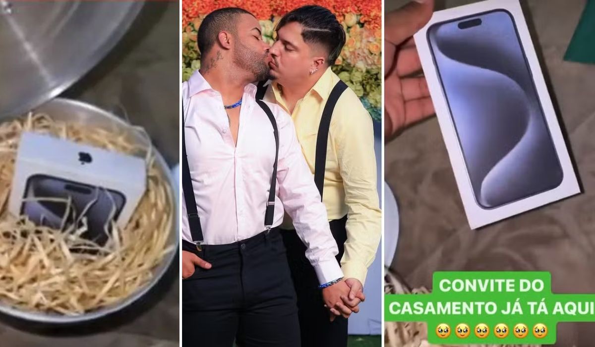 Influenciador distribuiu iPhones 15 Pro Max como convite para seu casamento – Foto: Reprodução/ND