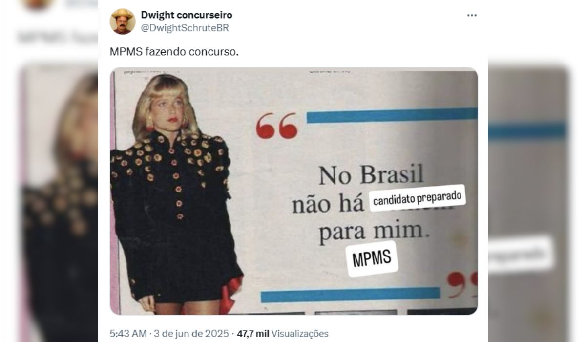 Usuário publica 'meme' inspirado em Xuxa - Dwight concurseiro/@DwightSchruteBR/X/ND
