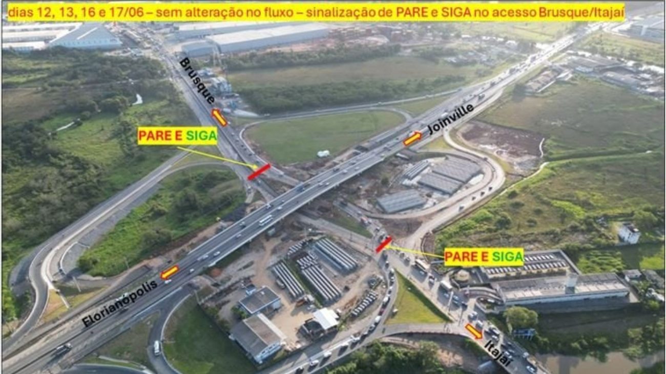 Arte mostra como deverá ficar o trânsito com o sistema de pare e siga.