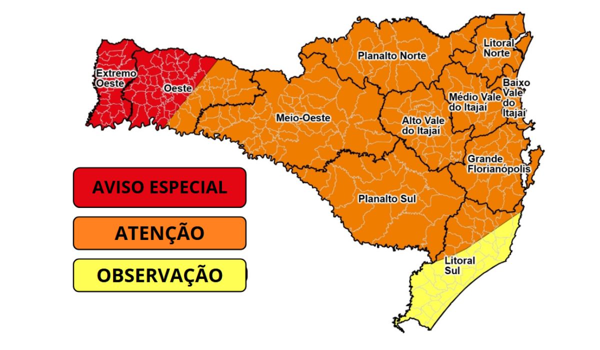 Grande Florianópolis fica em atenção para tempestades nesta quarta-feira (4)