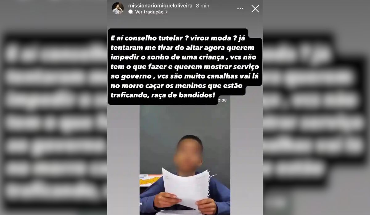 Stories do pastor mirim atacando Conselho Tutelar