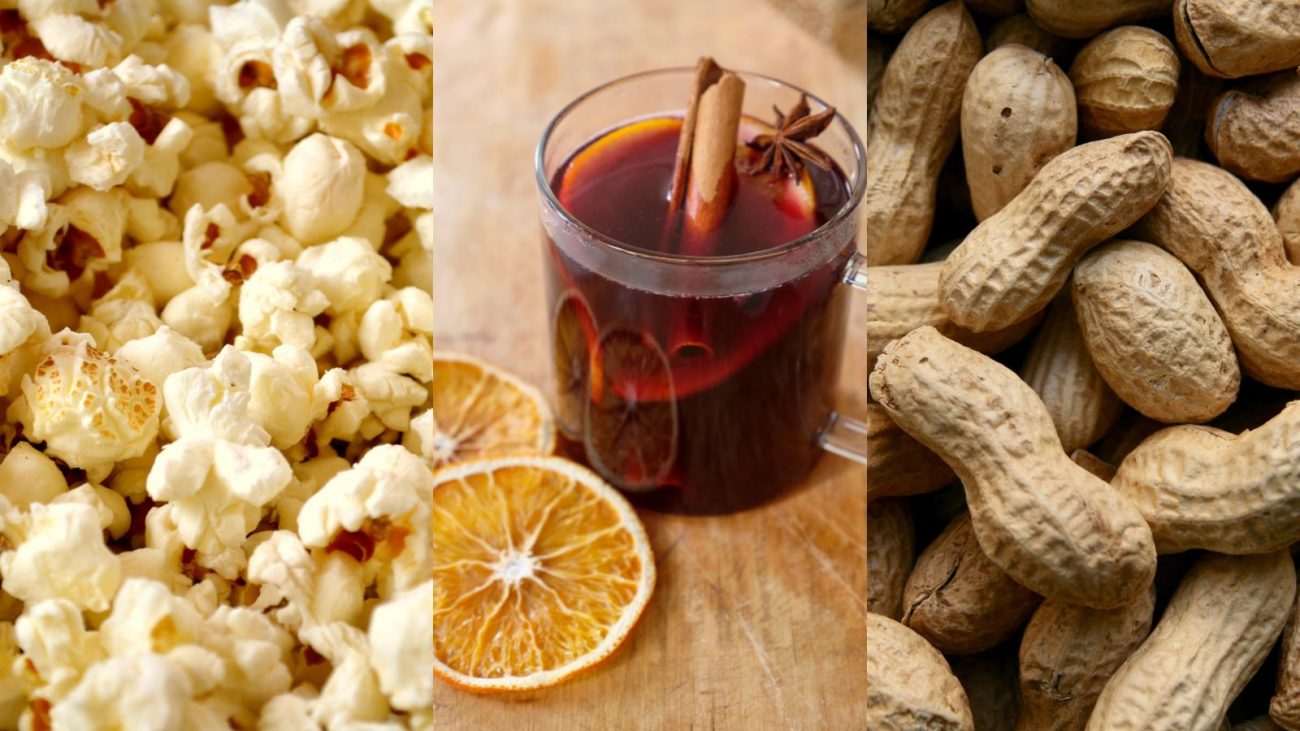 Pipoca, quentão e amendoim