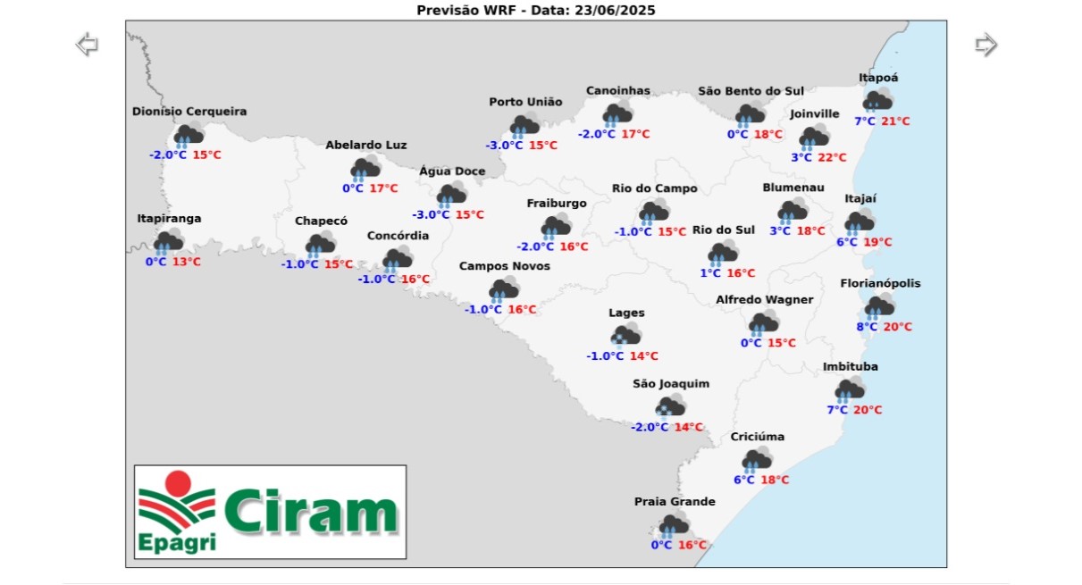 Vai ter neve em Santa Catarina no inverno?