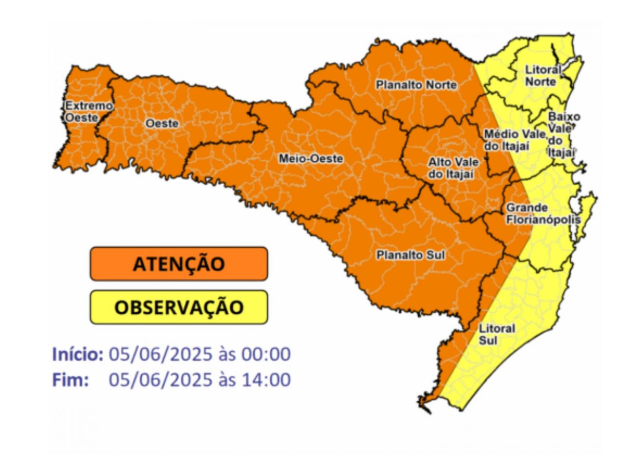 Instabilidade avança sobre SC e previsão indica risco de chuva forte em Blumenau e região nesta quinta (5)