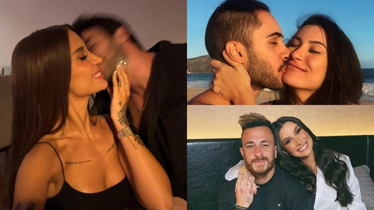 Imagem mostra a influenciadora Bianca Andrade, conhecida como Boca Rosa, ao lado do atual companheiro Diego Cruz, na foto principal. Na foto ao lado aparece ela com outros ex-namorados, o Diogo Melim e Fred, para ilustrar quem são os ex-namorados da Bianca Andrade.