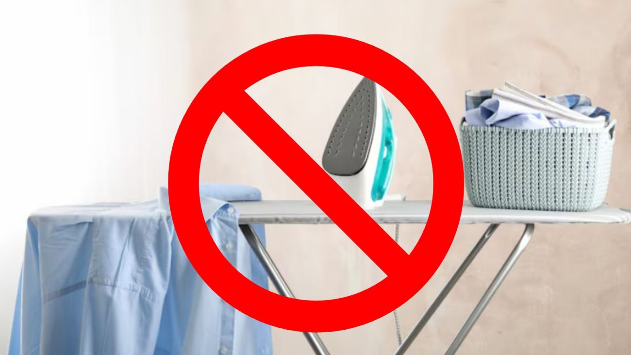 na foto aparece uma tábua de passar com roupa em cima que será substituída por passador a vapor