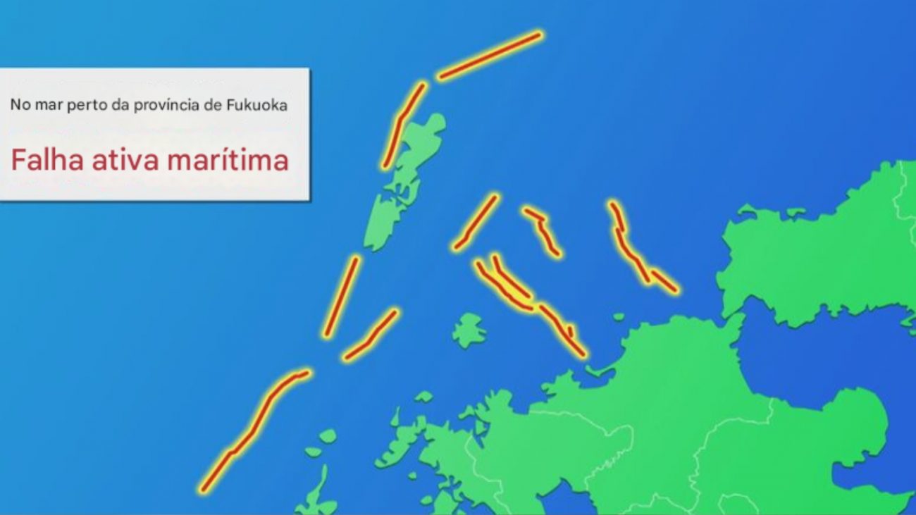 Imagem de mapa com placas tectônicas ativas no mar 