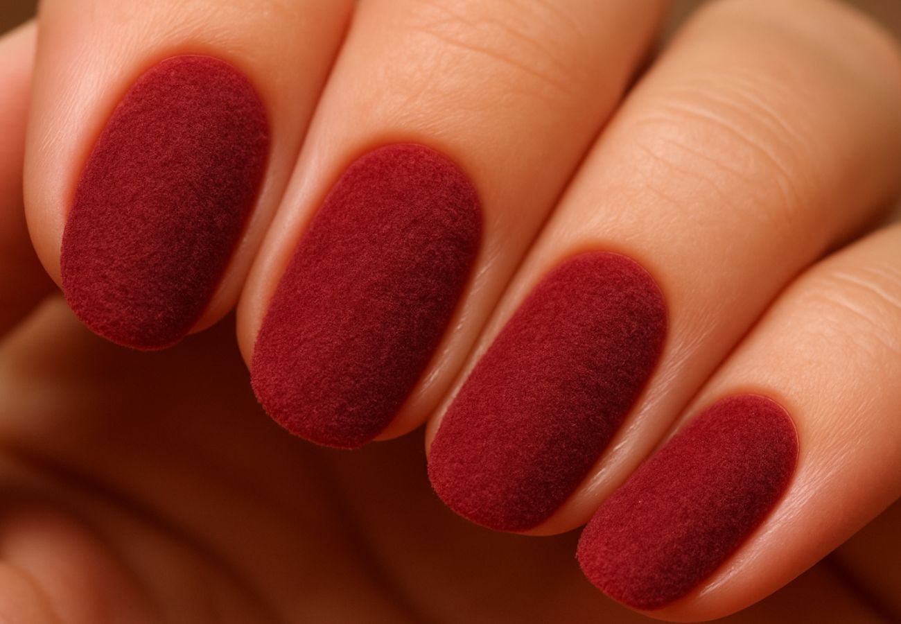 Unhas pintadas com esmalte na cor da estação