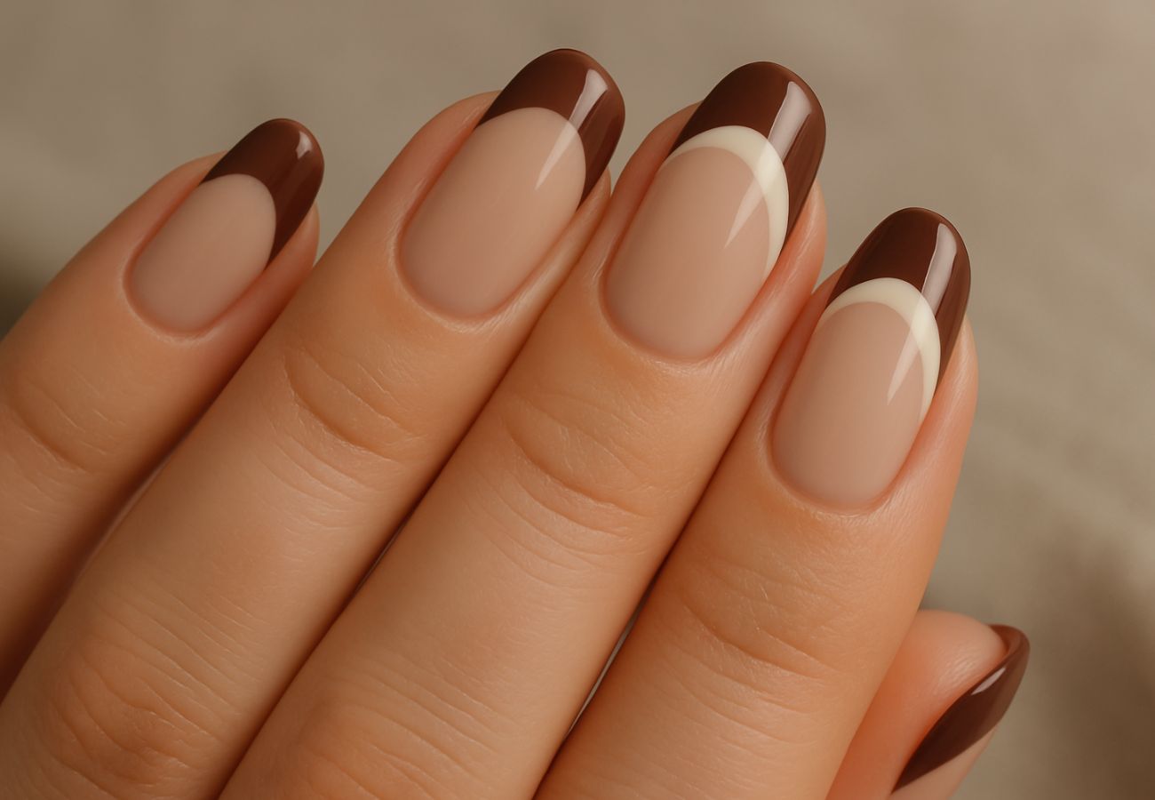 Unhas pintadas com esmalte na cor da estação