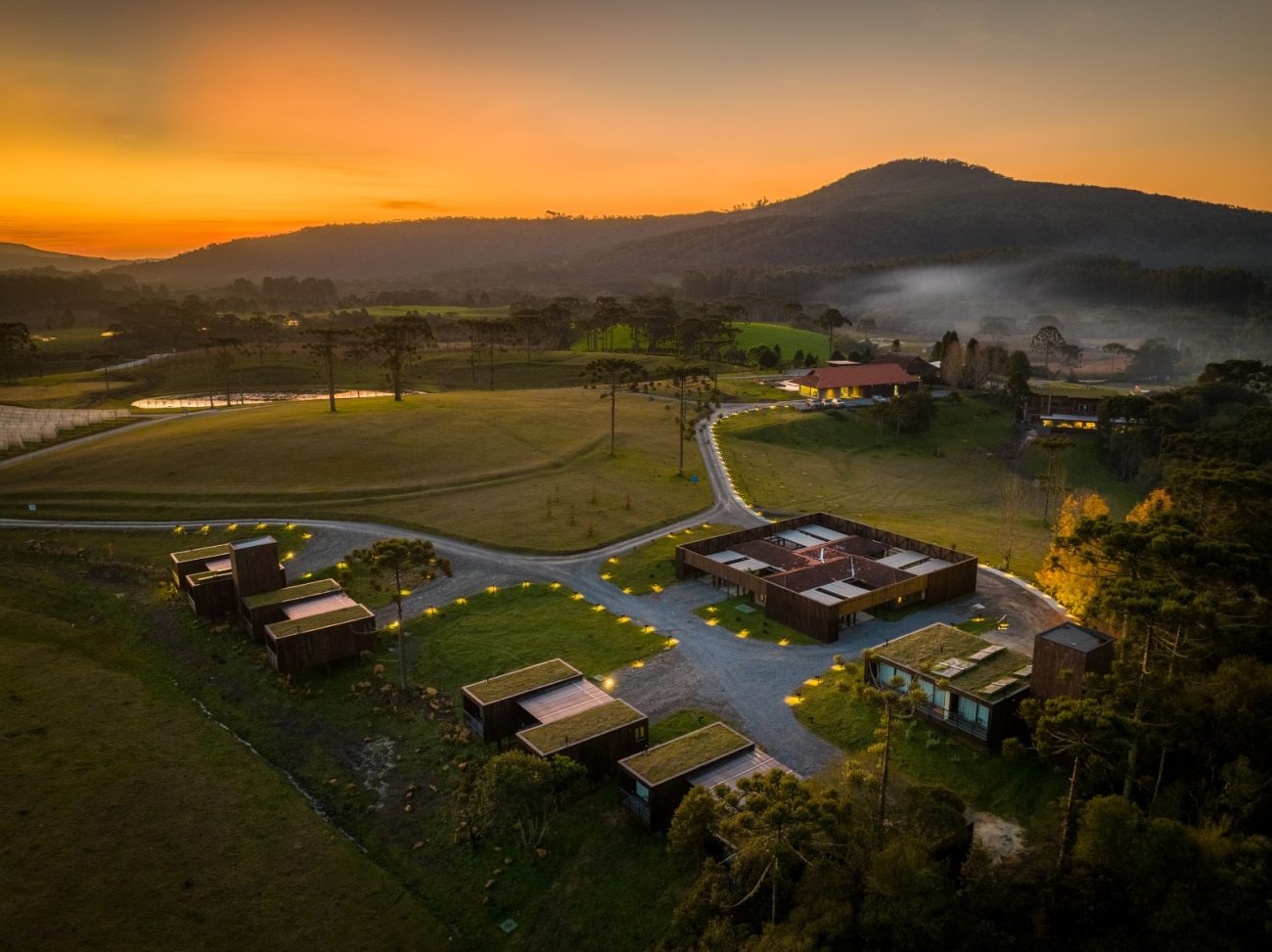 Vista dos chalés da pousada da Vinícola Thera  - Vinícola Thera/Divulgação