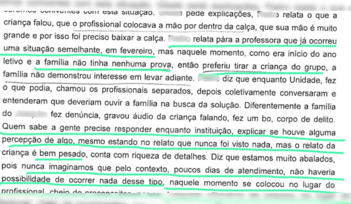 Ata de reunião mostra que primeira denúncia de abuso infantil em creche chegou em fevereiro
