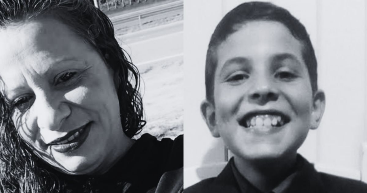 Foto de Terezinha Pedro Piva e Lorenzo Piva Nogueira, mãe e filho que morreram em Sangão
