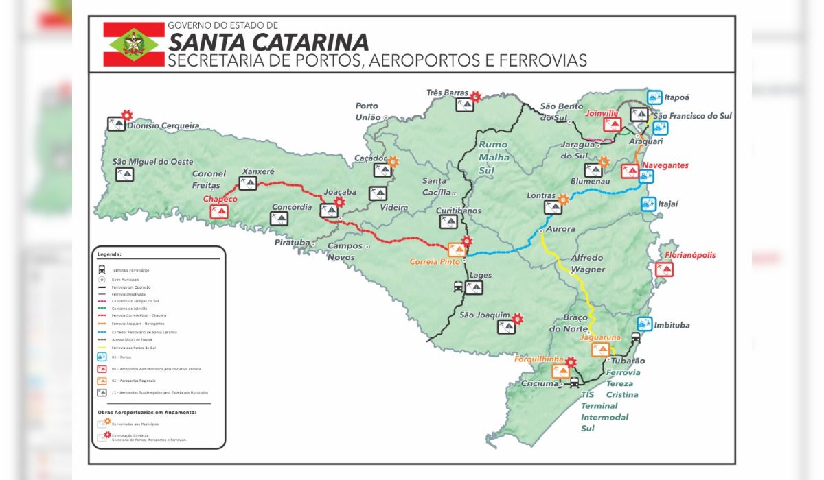 Legislação permitirá a exploração da malha ferroviária pelo estado de Santa Catarina – Foto: Reprodução/SPAF/ND