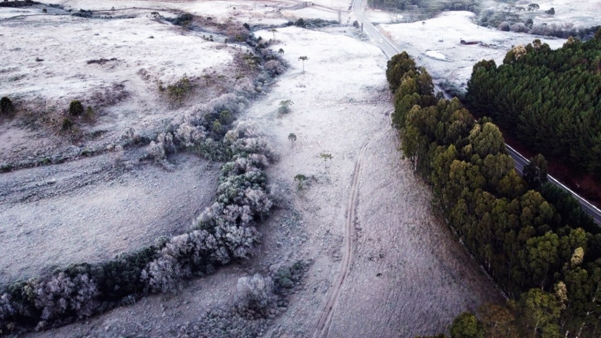 Vale Caminhos da Neve na imagem aérea - Foto: Wagner Urbano - Vegetação de Vale Caminhos da Neve coberta por gelo