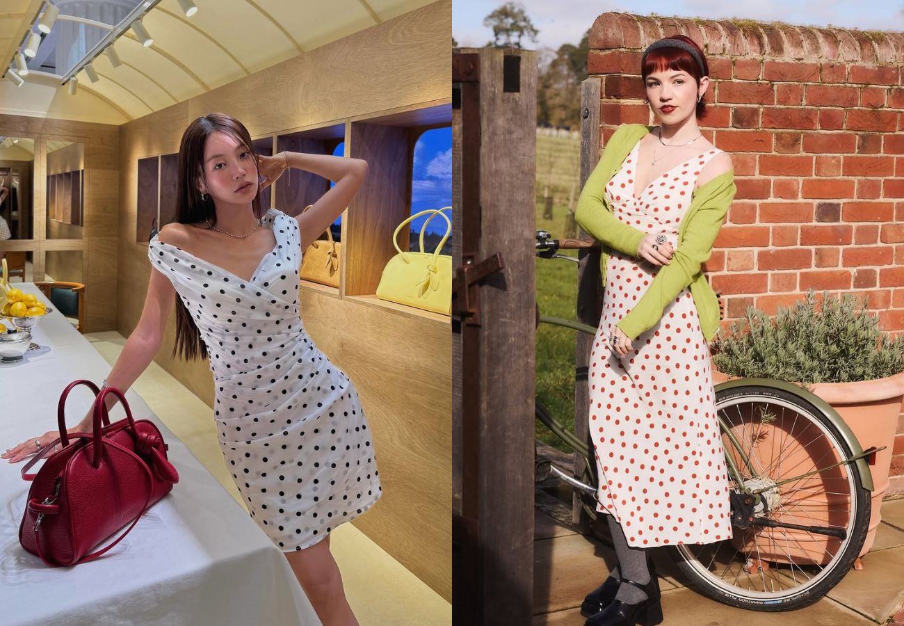 O poá aparece entre as estampas que vão dominar o verão 2026, provando que o clássico nunca sai de modaFoto: Reprodução/Instagram/ND