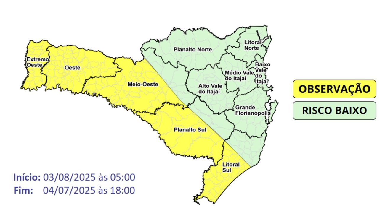 Previsão do tempo para SC.