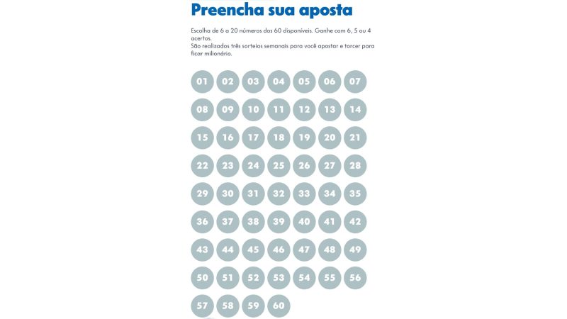 Selecione e preencha os números da sua aposta - Caixa/ND
