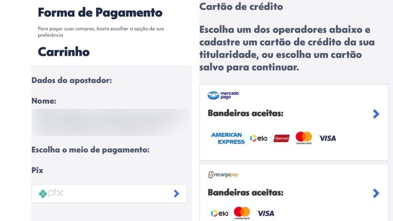 or fim, escolha a forma de pagamento e finalize sua aposta - Caixa/ND