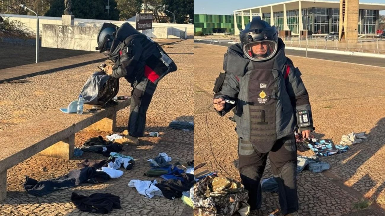 Esquadrão Antibombas inspecionou os pertences do suspeito.