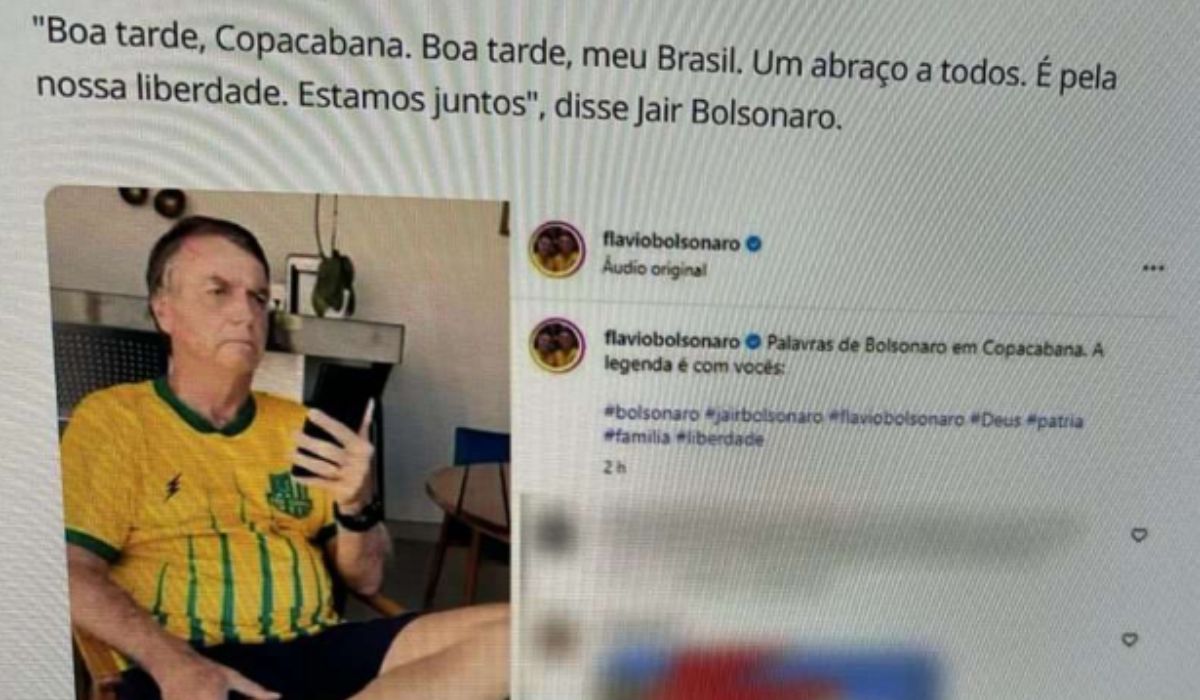 Flávio Bolsonaro fez postagem no Instagram com vídeo do pai; Moraes citou conteúdo na decisão de prisão domiciliar do ex-presidente &#8211; Foto: Decisão judicial