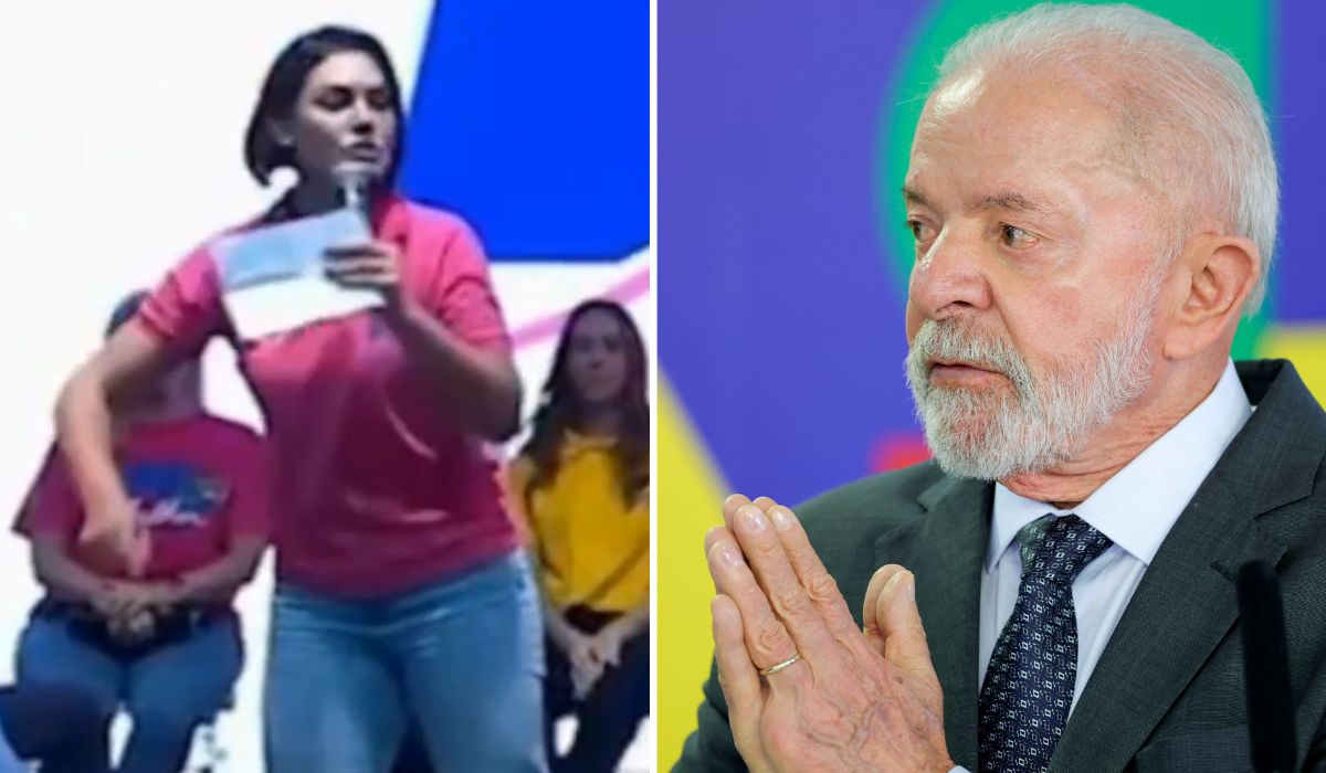 Michelle não poupou palavras para atacar Lula diante da plateia do evento do PL em Natal &#8211; Foto: Agência Brasil/ND