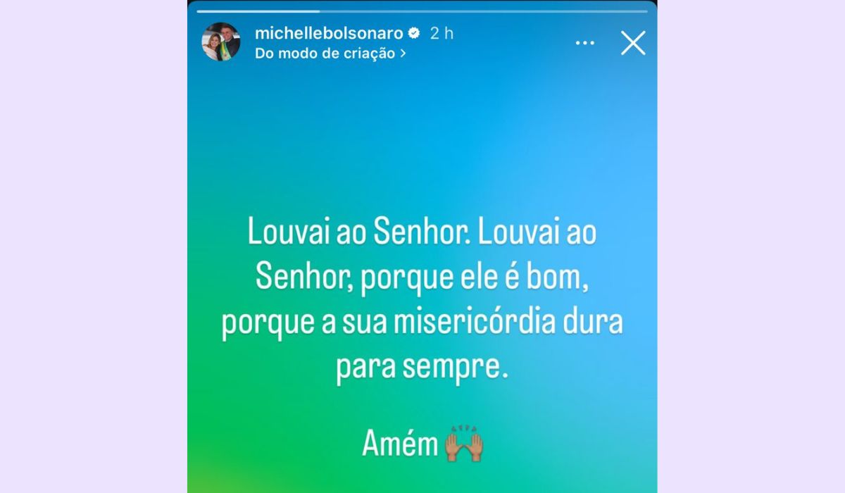 A mensagem enigmática de Michelle Bolsonaro aparece em meio à prisão domiciliar do ex-presidente &#8211; Foto: Reprodução/ND