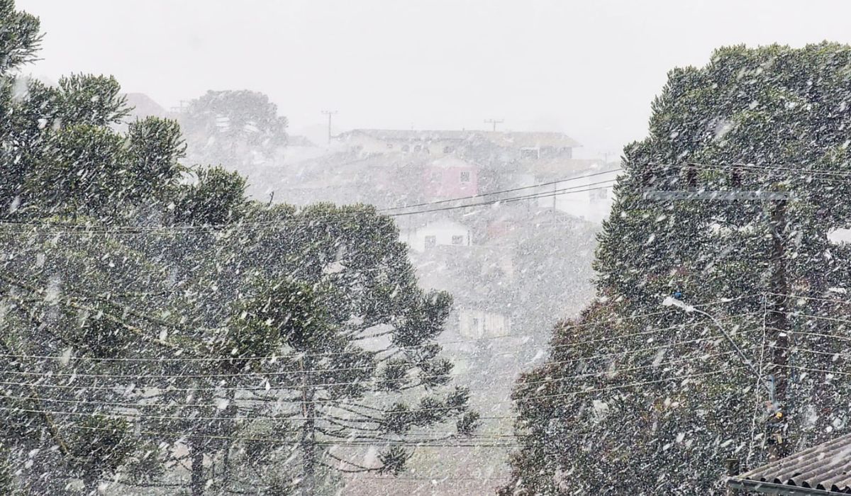 São Joaquim registrou neve durante o inverno 2025 - Wagner Urbano/ND