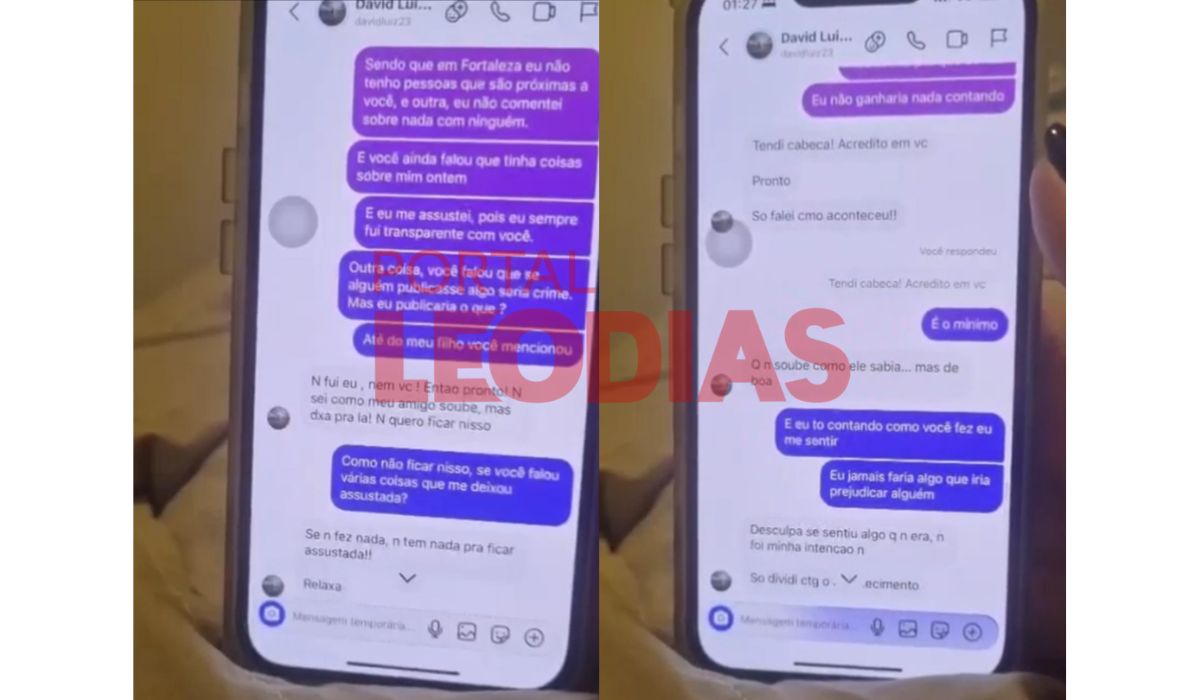 Conversa de David Luiz e Karol Cavalcante - Reprodução/Léo Dias