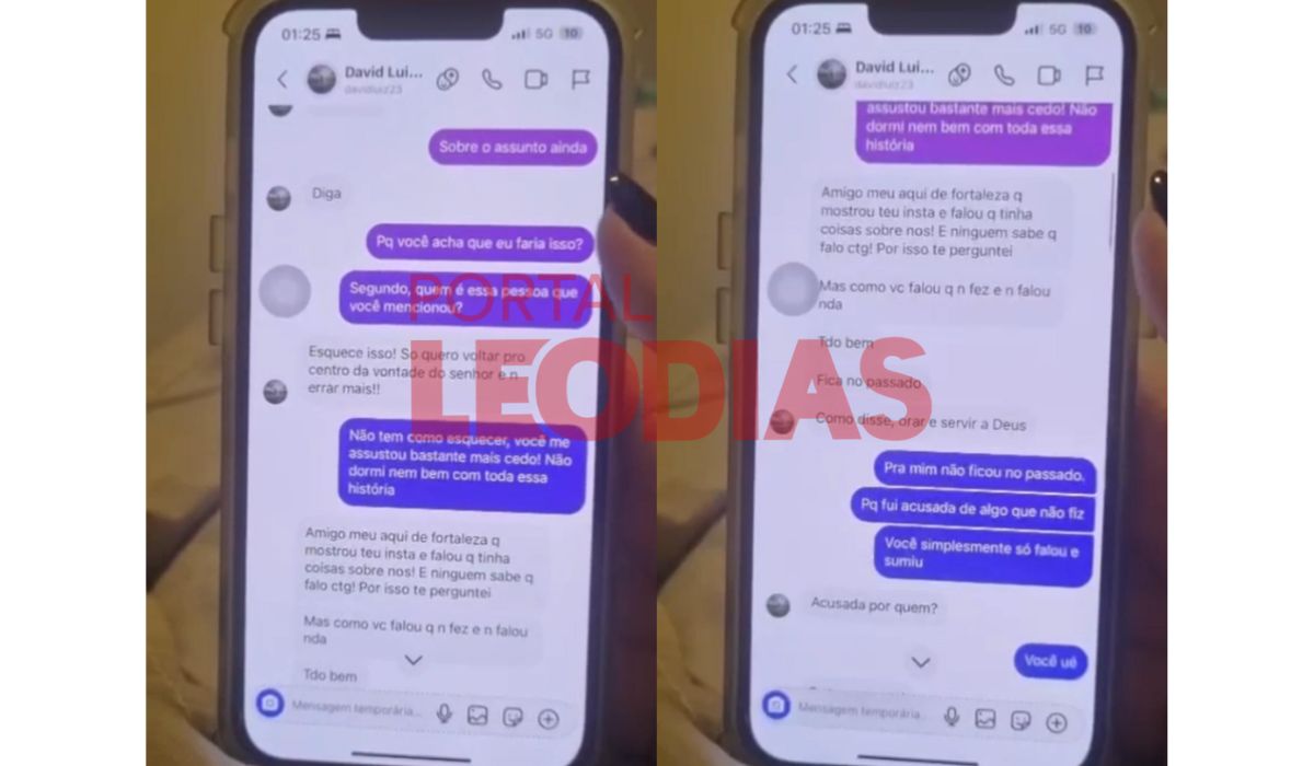 Conversa de David Luiz e Karol Cavalcante - Reprodução/Léo Dias