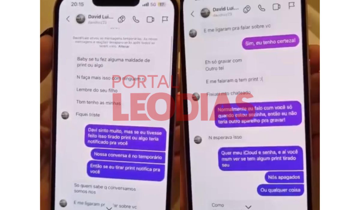 Conversa de David Luiz e Karol Cavalcante - Reprodução/Léo Dias