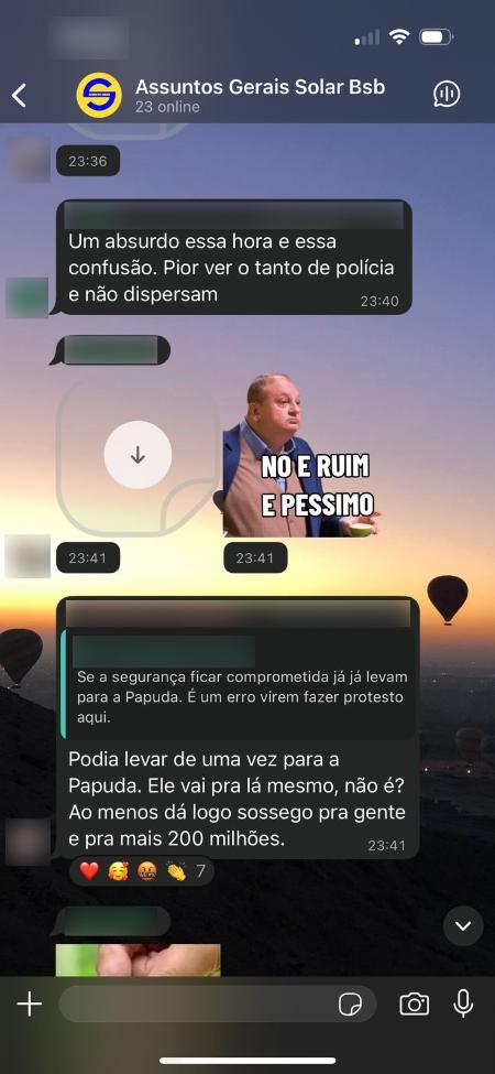 Print do grupo de WhatsApp do condomínio de Bolsonaro &#8211; Foto: Reprodução/ND