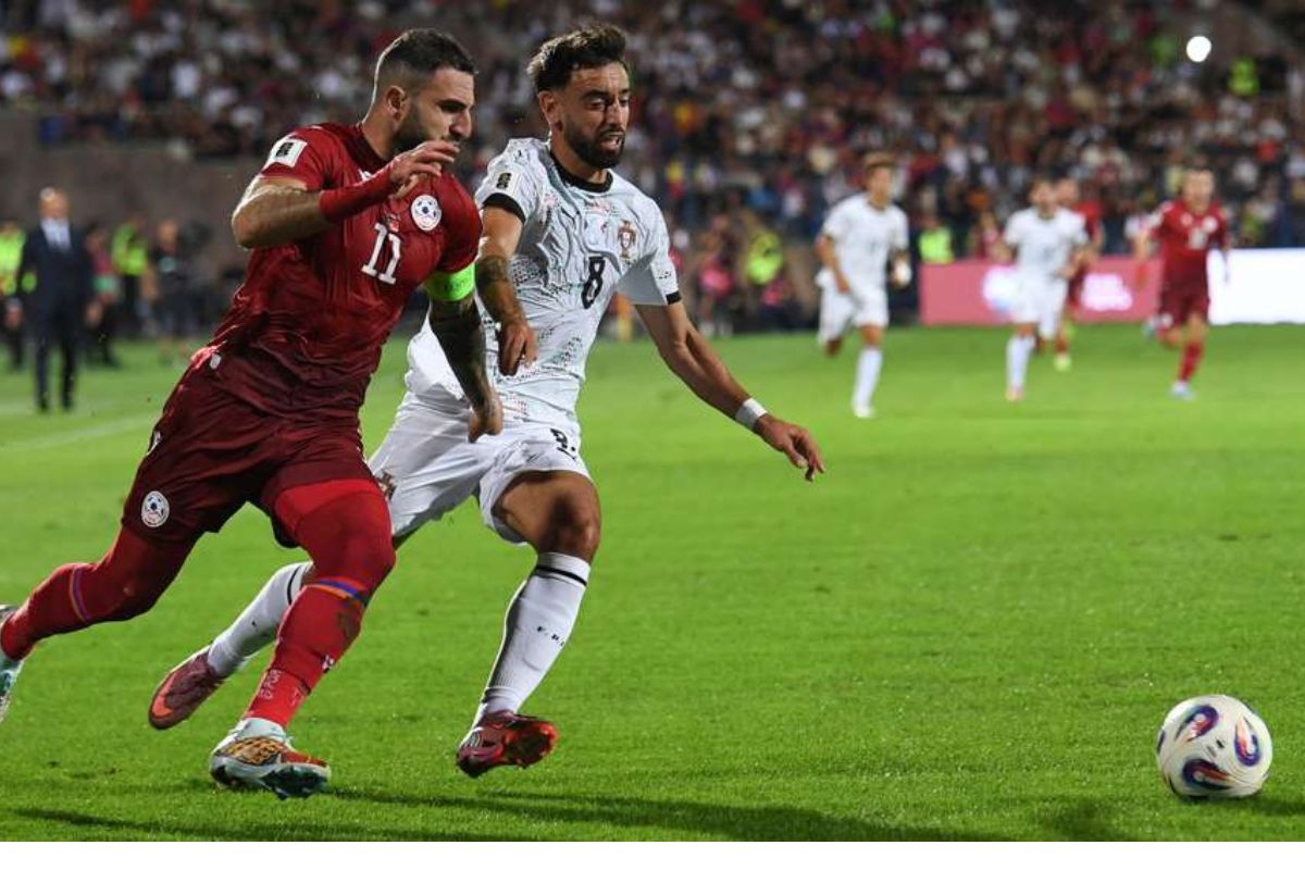 Armênia e Portugal na rodada anterior das Eliminatórias da Copa 2026