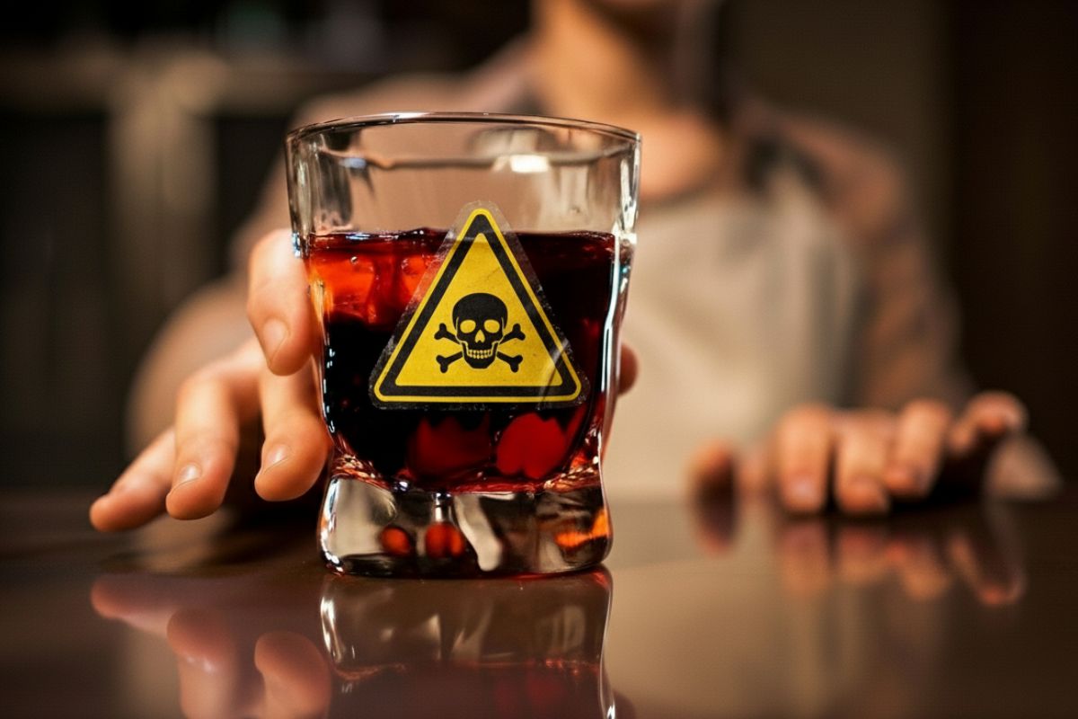 Sintomas da intoxicação por metanol incluem visão turva e náusea  – Foto: Imagem gerada por IA/ND