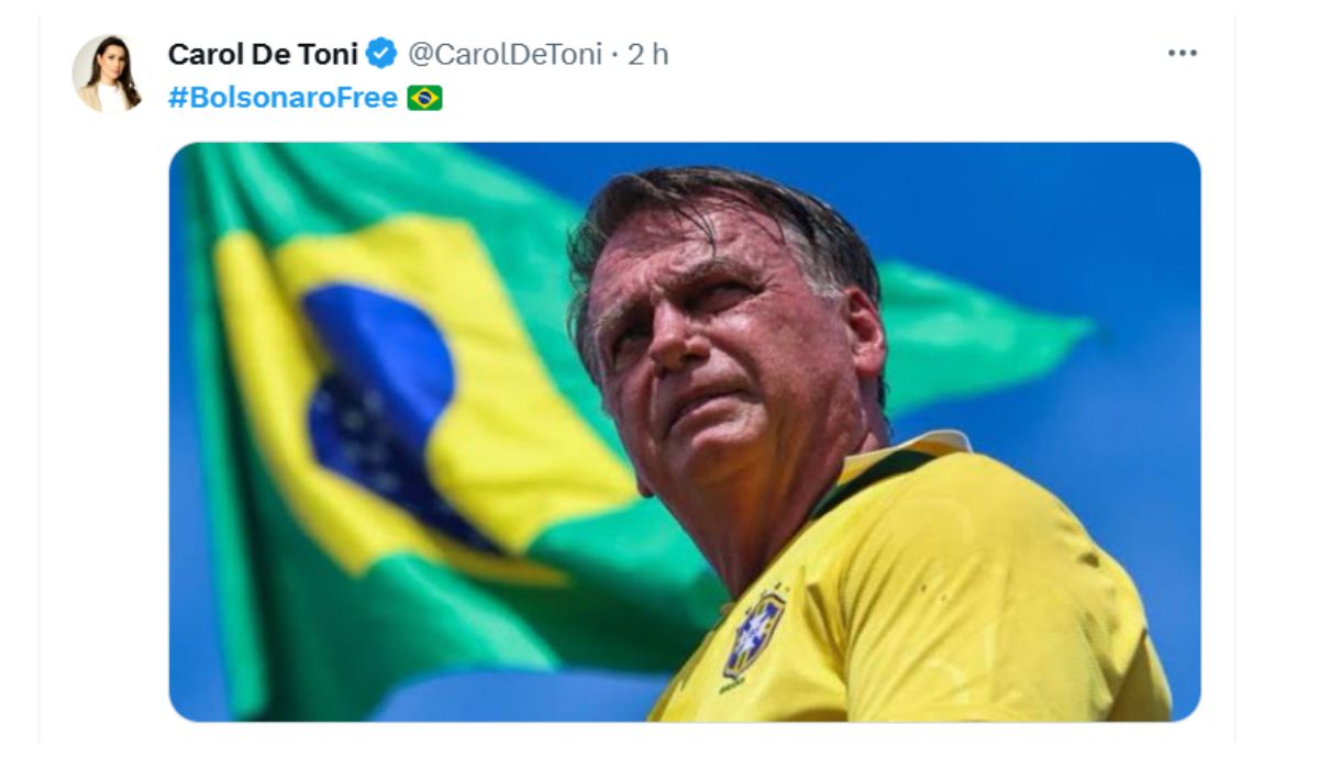 #BolsonaroFree – Foto: X/Reprodução/ND