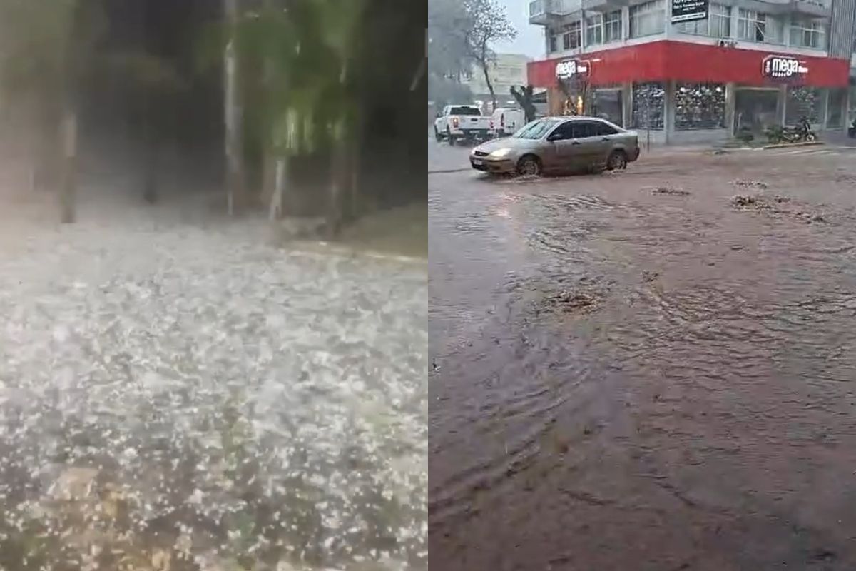Chuvas atingiram municípios do Oeste no fim de semana; um tornado foi registrado em Barra Bonita. – Foto: Montagem/ND