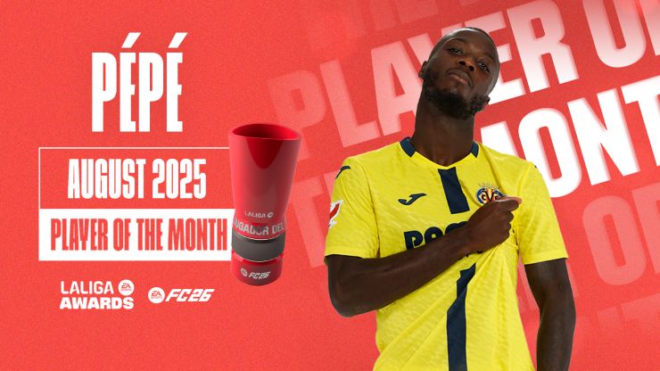 Montagem com o artilheiro Nicolas Pepé, do Villarreal, eleito o jogador do mês na La liga