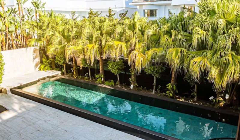 Piscina fica junto a árvores espalhadas no lote - Reprodução/ND