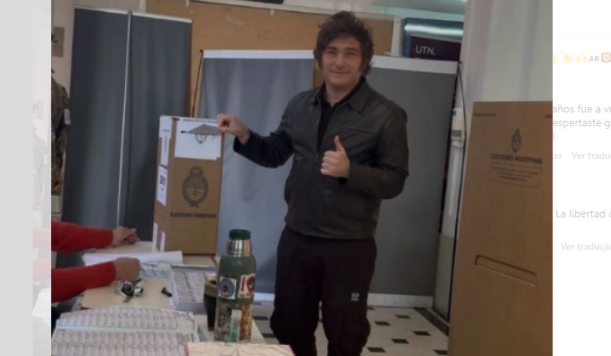 Eleições na Argentina: Milei compartilhou momento do votoFoto: Instagram/Reprodução/ND Mais