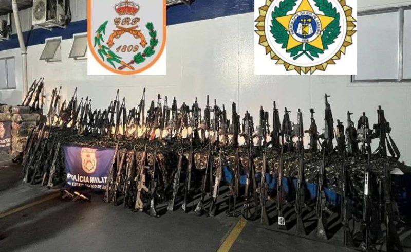 Fuzis apreendidos no Rio - Governo do Estado Rio de Janeiro/Reprodução/ND Mais
