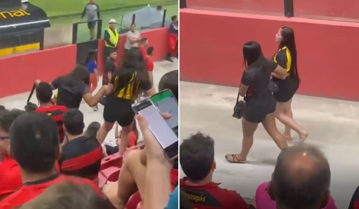 Mulher e amante saem de mãos dadas após o barraco com o marido