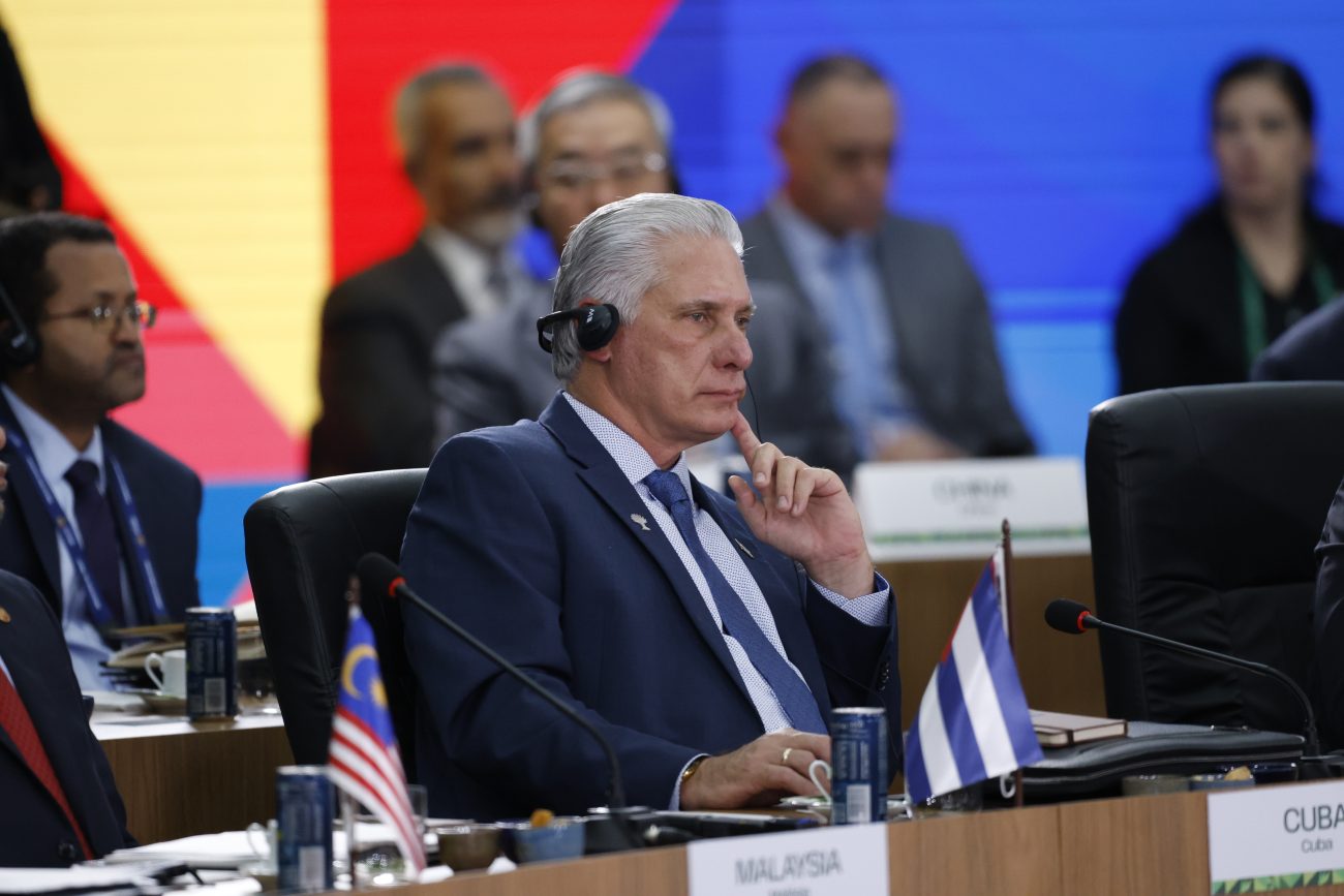O presidente de Cuba,Miguel Díaz-Canel, enfrenta forte pressão popular e crise de desabastecimento na ilha, que agora recebe ajuda humanitária emergencial enviada pelo governo brasileiroFoto: Fernando Frazão/Agência Brasil/ND Mais