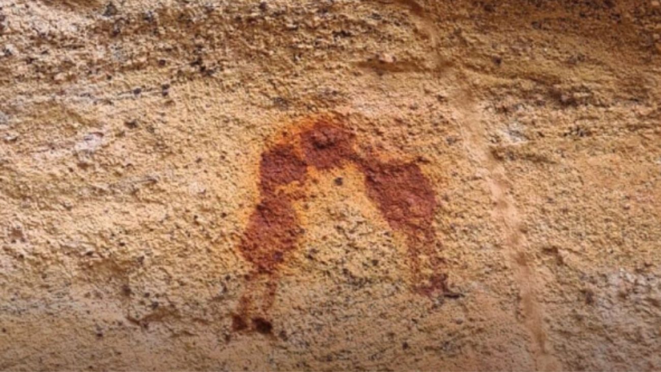 Primeiro beijo da humanidade retratado em pinturas rupestres nas paredes rochosas do Parque Nacional da Serra da Capivara, uma importante evidência da história do Brasil.