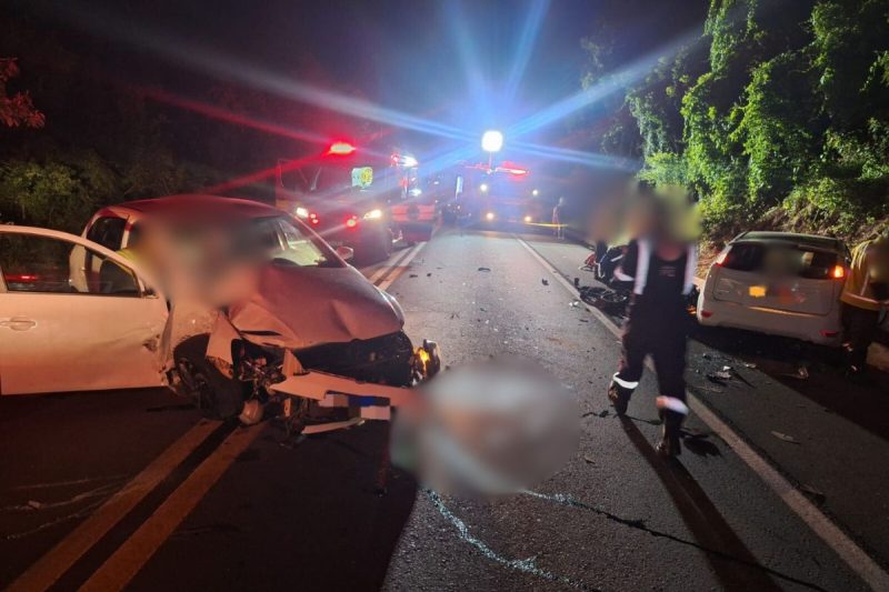 Acidente aconteceu na noite de domingo (2), na BR-282. - Divulgação/Corpo de Bombeiros Militar/ND Mais