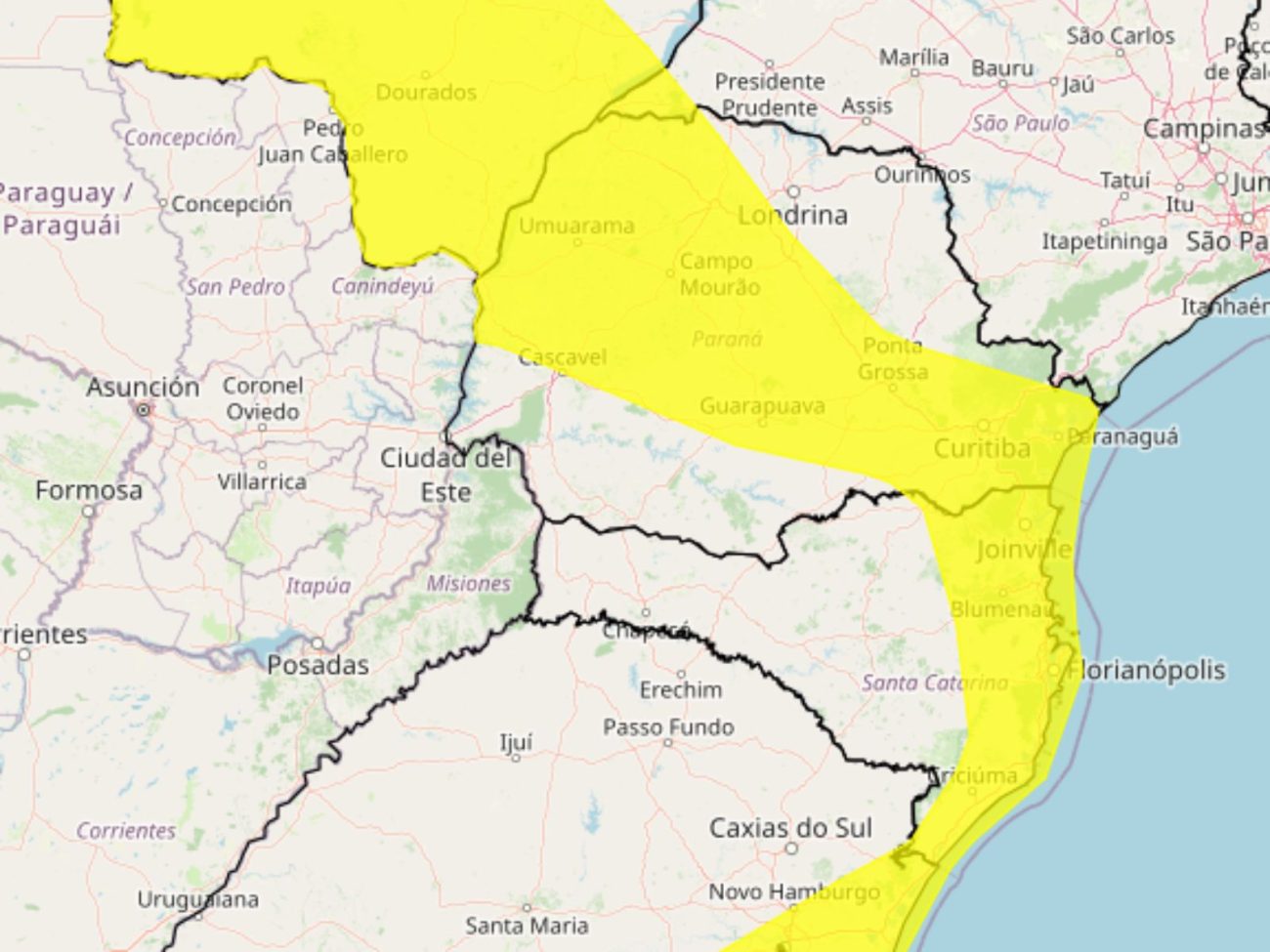 Céu fechado sobre SC: mais de 200 cidades catarinenses entram em alerta para tempestade 1 Inmet emitiu outro alerta de perigo para temporais na faixa litorânea de SC entre domingo (30) e segunda-feira (1º)Foto: Divulgação/Inmet/ND Mais
